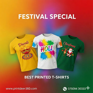 Festival Special Printed T-Shirts for Diwali, Holi & Christmas | Print Deer