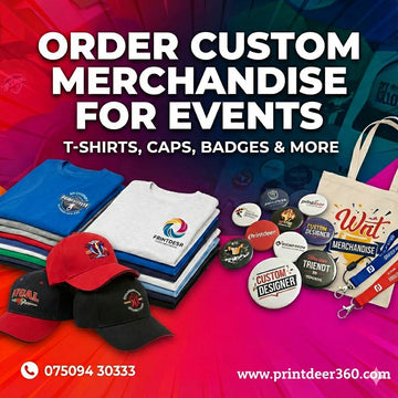Order Custom Merchandise for Events – T-Shirts, Caps, Badges & More
