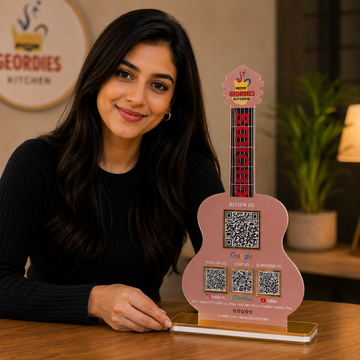 4 QR | 3 QR |PREMIUM QR STANDEE |GUITAR SHAPE QR STANDEE FOR MUSIC STORE  | CUSTOMIZED  QR STANDEE