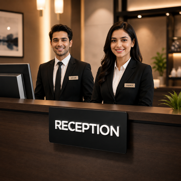 indicate Reception | ACRYLIC MATERIAL | SIZE 8" x 4"  10" x 5"  12" x 6" | PRINTDEER GWALIOR 360