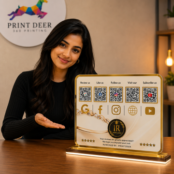 5 QR  Premium Display Standee with  Golden Border
