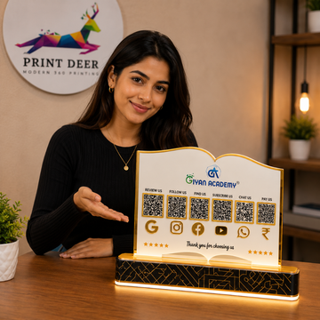 6 QR | PREMIUM BOOK SHAPE QR STANDEE | CUSTOMISED SHAPE