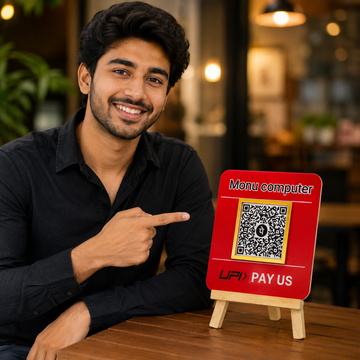 SINGLE QR STANDEE WITH WOODEN BASE |