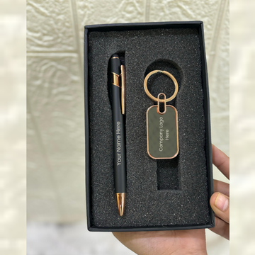 Premium 2 in 1  engraved keychain & pen Gift Set  | Best Corporate Gift