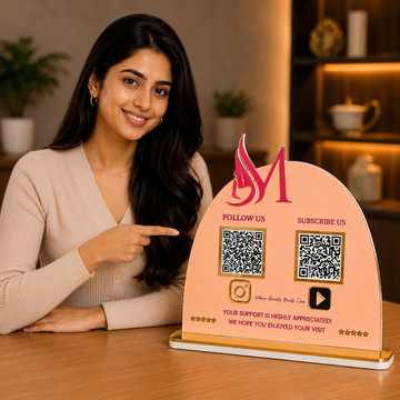 2 QR | CURVED SHAPE  QR STANDEE | CUSTOM SHAPE | NFC FEATURES