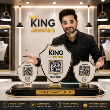 3Qr Premium Standee | Customized Premium QR Standee For jewelry Business