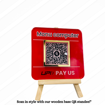 SINGLE QR STANDEE WITH WOODEN BASE |