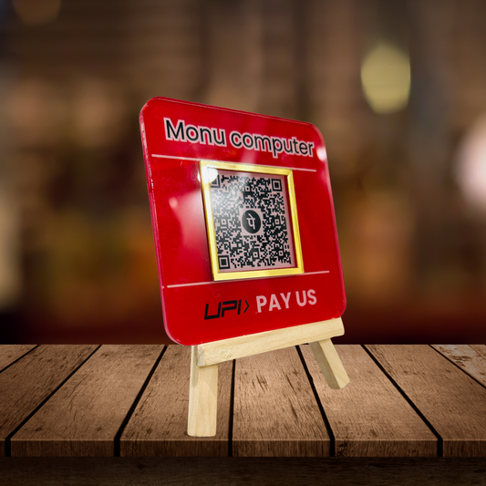 SINGLE QR STANDEE WITH WOODEN BASE |