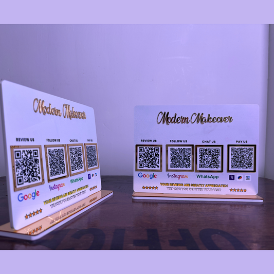 6*8 QR STANDEE WITH GOLDEN LETTERS PRINTDEER GWALIOR 360
