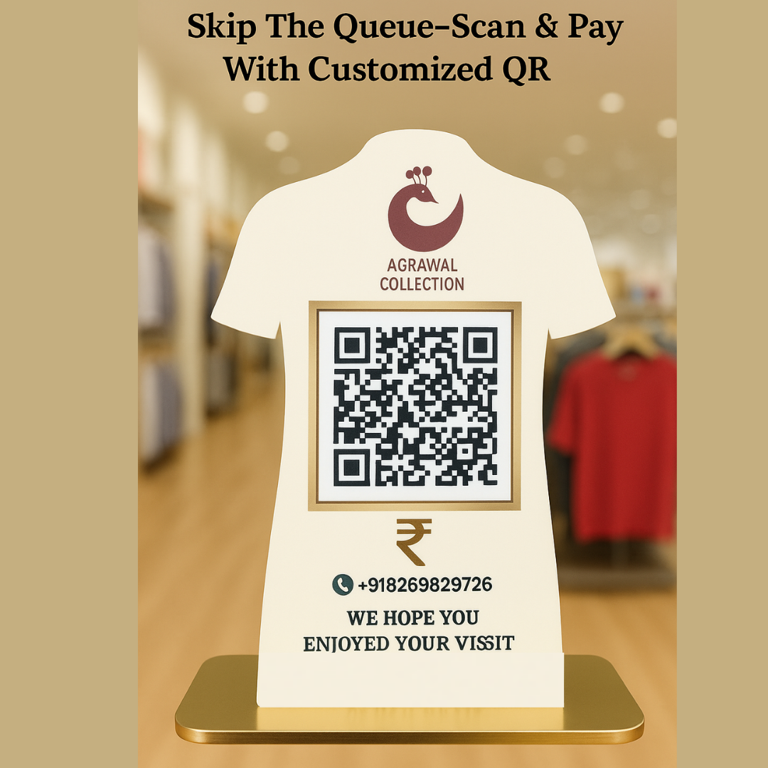 SINGLE CUSTOM QR STANDEE|T-SHIRT SHAPED STAND