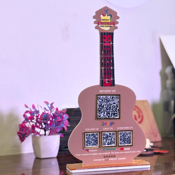 4 QR | 3 QR |PREMIUM QR STANDEE |GUITAR SHAPE QR STANDEE FOR MUSIC STORE  | CUSTOMIZED  QR STANDEE