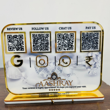 4 QR| NFC PREMIUM QR STANDEE WITH GOLDEN BORDER