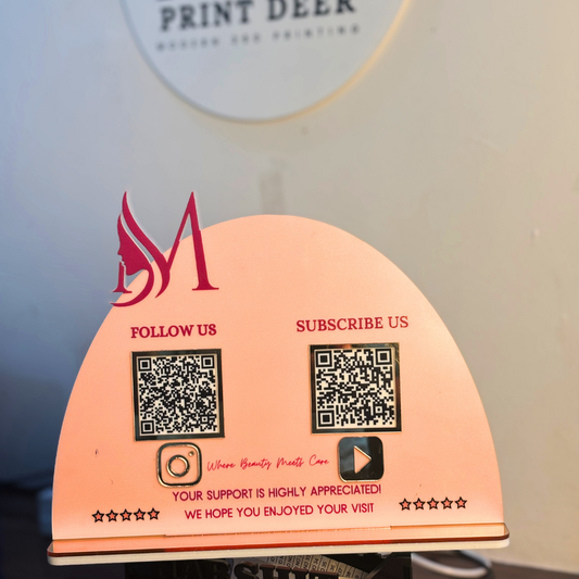 2 QR | CURVED SHAPE  QR STANDEE | CUSTOM SHAPE | NFC FEATURES