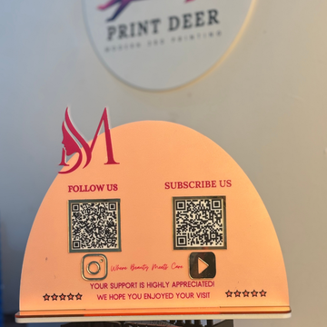 2 QR | CURVED SHAPE  QR STANDEE | CUSTOM SHAPE | NFC FEATURES