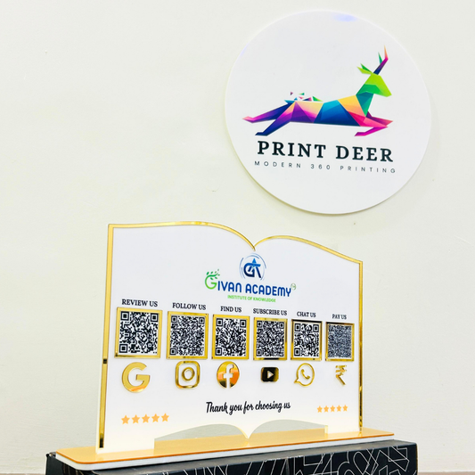 6 QR | PREMIUM BOOK SHAPE QR STANDEE | CUSTOMISED SHAPE