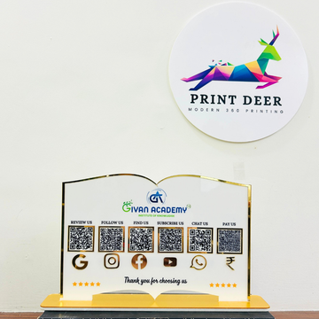 6 QR | PREMIUM BOOK SHAPE QR STANDEE | CUSTOMISED SHAPE