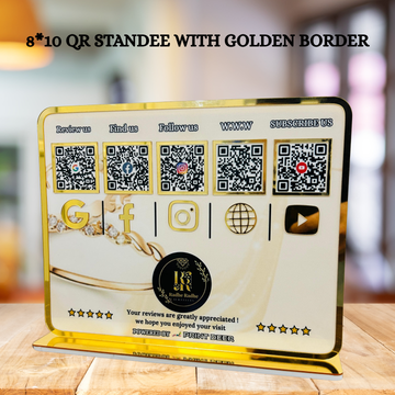 5 QR  Premium Display Standee with  Golden Border