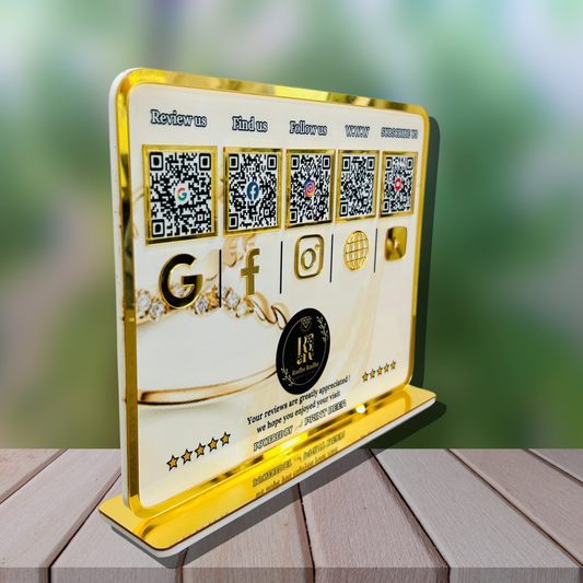 5 QR  Premium Display Standee with  Golden Border