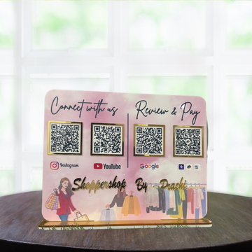 4Qr Standee | Name in Golden Letters | Digital UV Printed | Customizable