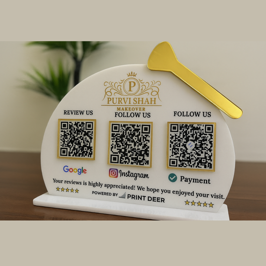 3 QR STANDEE | CUSTOM SHAPE FOR SALON & MAKEUP STUDIO