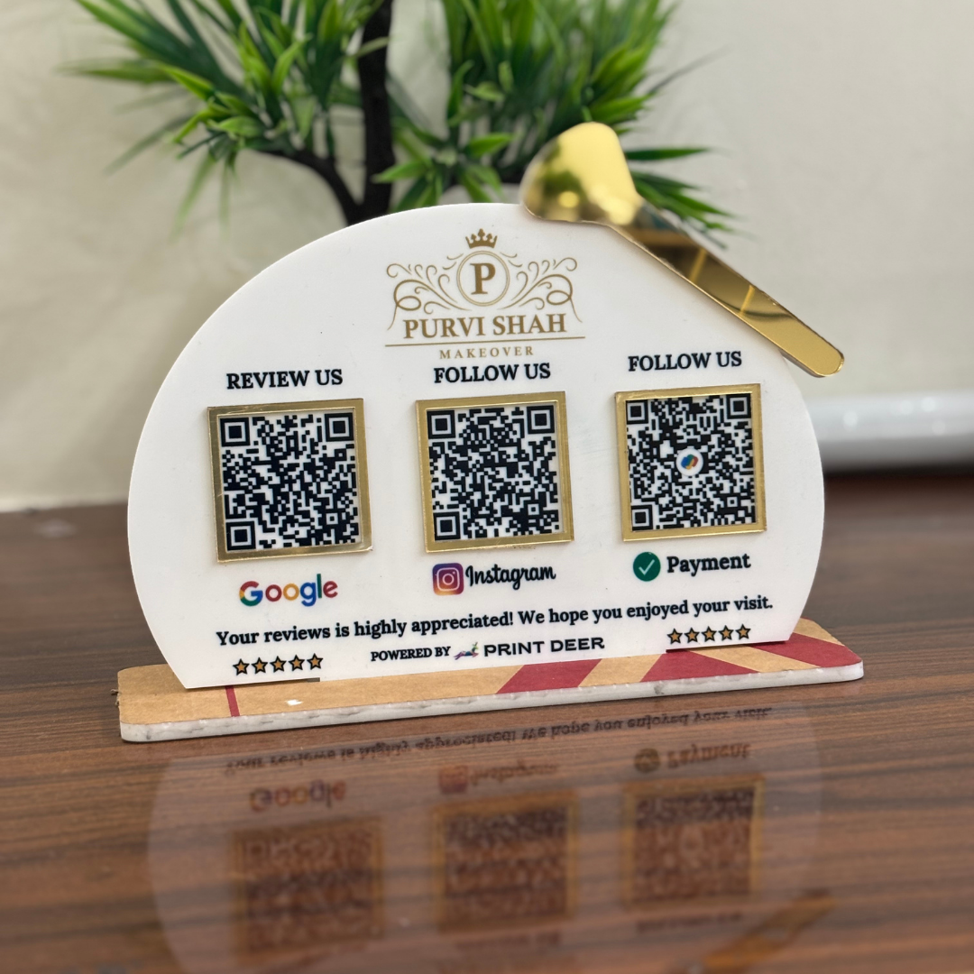 3 QR STANDEE | CUSTOM SHAPE FOR SALON & MAKEUP STUDIO