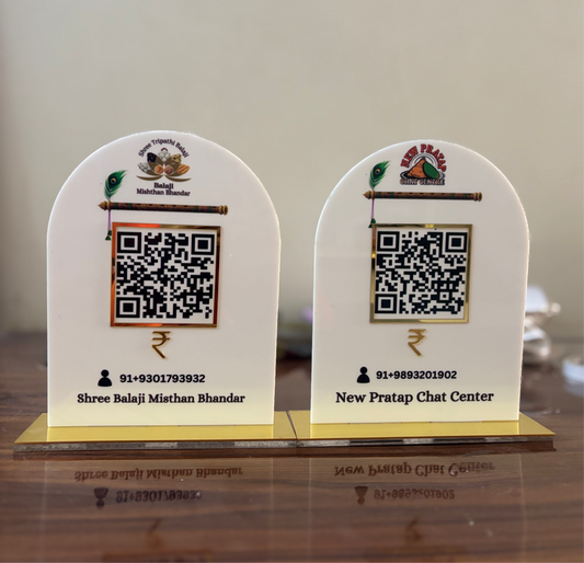 Multi Qr Display Standee | Customisable - Single Qr | 2 Qr |  3Qr (Size 6x8 Inches)