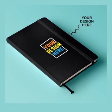 PERSONALIZED LOGO PRINTED A5 CLASSIC BLACK CORPORATE DIARY- NOTEBOOK WITH ITALIAN PU COVER -FOR OFFICE USE , PERSONAL USE OR CORPORATE GIFT