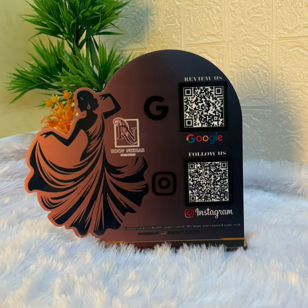PREMIUM CUSTOMISED 2 QR STANDEE WITH BLACK INCON