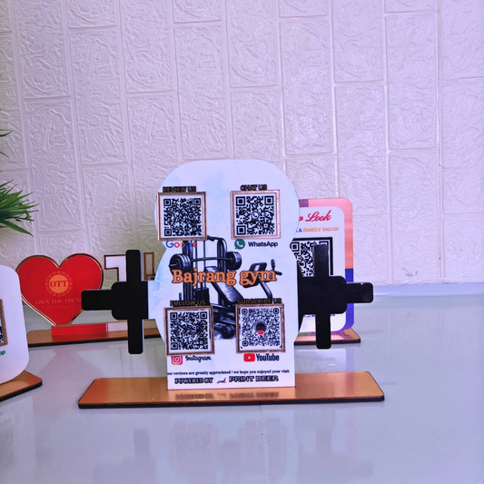 4 QR STANDEE | DUMBBELLS SHAPE  | CUSTOMISED QR STANDEE FOR GYM