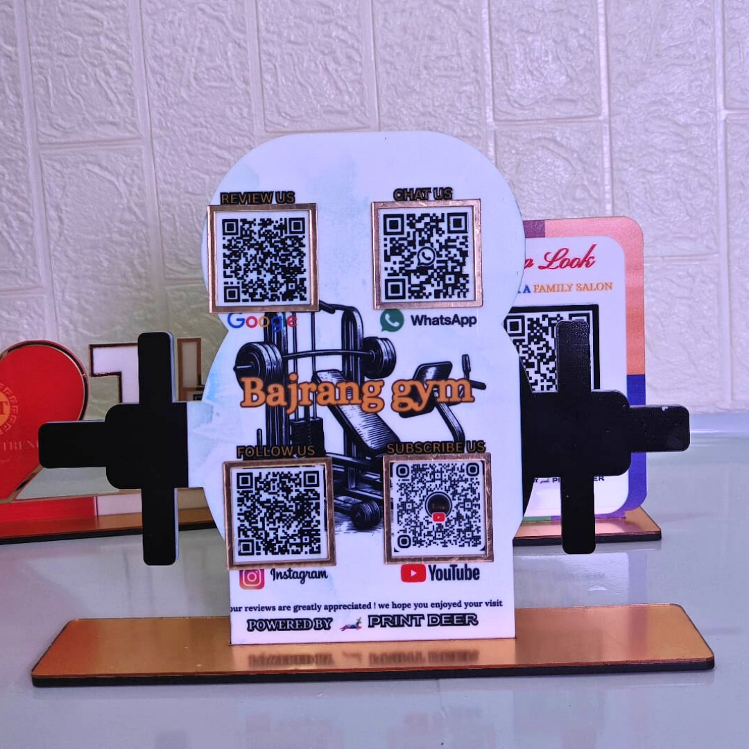 4 QR STANDEE | DUMBBELLS SHAPE  | CUSTOMISED QR STANDEE FOR GYM
