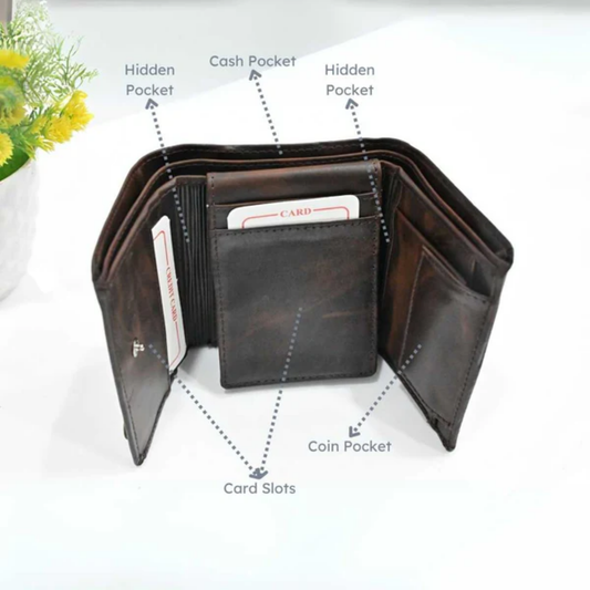 Trifold Men's Wallet | Customized With Name & Charm | Perfect for Gift