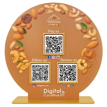 3-QR Customized Standee | Dry Fruit Theme | Premium Acrylic Finish