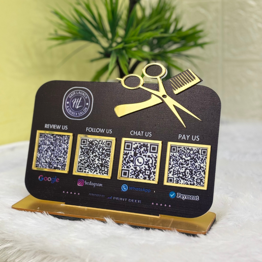 4QR|CUSTOMISED QR STANDEE FOR SALON BUSINESS