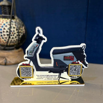 Customized 2-QR Acrylic Standee Scooter Shape