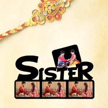 Sister Wooden 4 Photo  Customized Collage frame Best Gift For Raksha Bandhan
