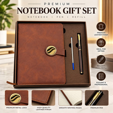 Premium Notebook Gift Set featuring a notebook, pen, and refill
