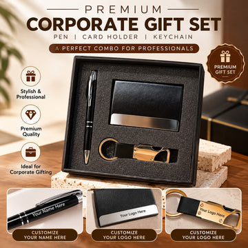 Premium 3 in 1  engraved keychain & pen  Gift Set  | Best Corporate Gift
