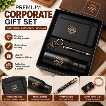 Premium 4 in 1 set  Custom Diary Combo with engraving  | Perfect corporate gift