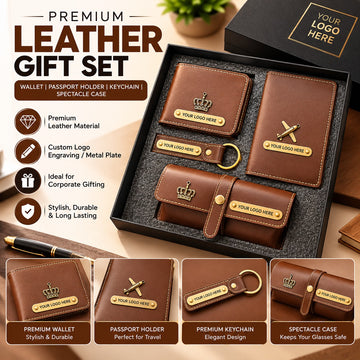 Gift Hamper For Men - Wallet, Passport Cover, Eyewear Case And Keychain - Birthday Combo