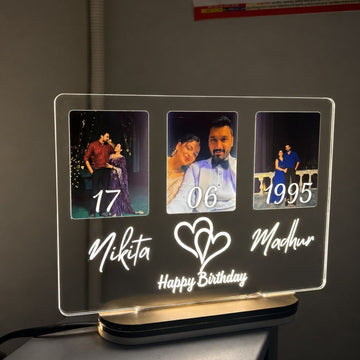 Personalized LED Acrylic Photo Frame – Custom Couple &amp; Birthday Gift