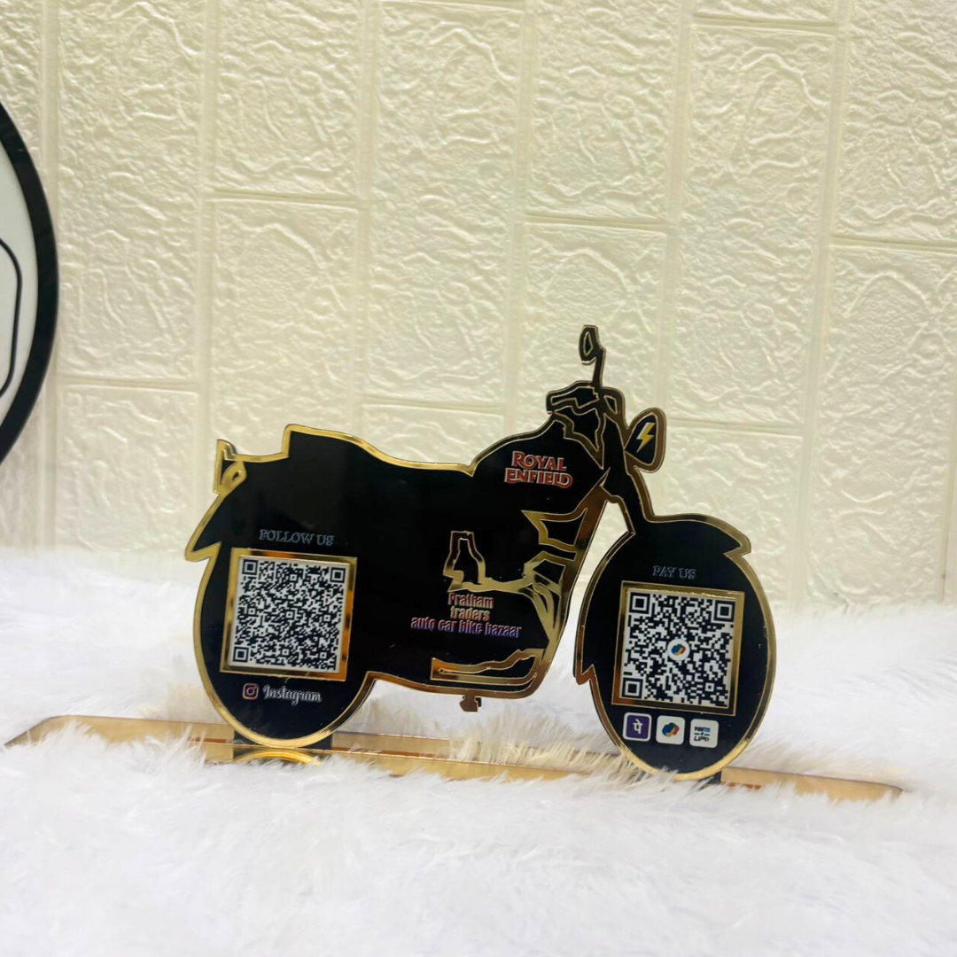 2 QR | PREMIUM BIKE SHAPE QR STANDEE | CUSTOMISED QR STANDEE FOR MOTORCYCLE BUSINESS