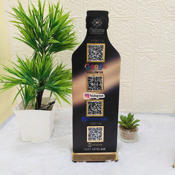 4QR| BOTTLE SHAPE CUSTOMISED QR STANDEE FOR  LOUNGE BARS