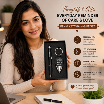Customized Pen with Keychain Gift Set | Personalized Engraved Pen & Keychain Combo | Name Printed Pen Gift for Men & Women | Corporate & Personal Gifting