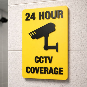 24 Hour CCTV coverage | Custom Acrylic | size 4.5" X 7"|PRINTDEER GWALIOR 360