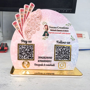 Customized 2-QR Acrylic Standee (Mehndi Theme)