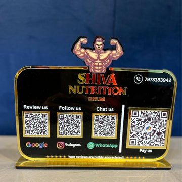 Multi-QR Smart Acrylic Standee for Gym & Nutrition Stores