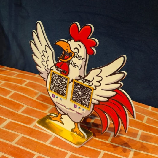 Customized 2 QR hen-shaped acrylic QR standee