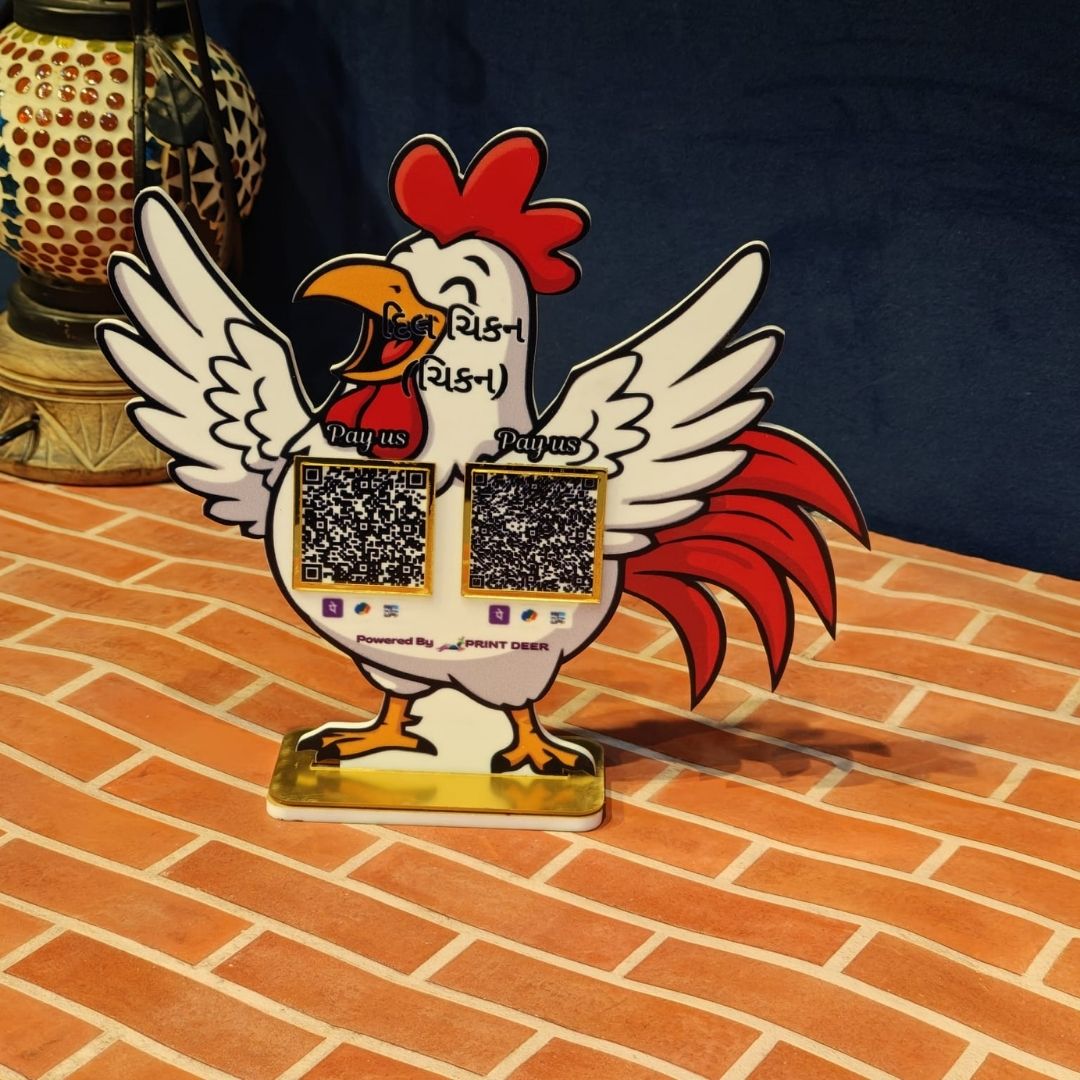 Customized 2 QR hen-shaped acrylic QR standee