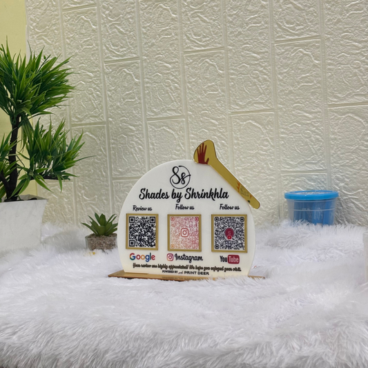 3 QR STANDEE | CUSTOM SHAPE FOR SALON & MAKEUP STUDIO