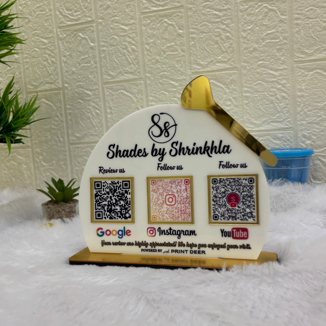 3 QR STANDEE | CUSTOM SHAPE FOR SALON & MAKEUP STUDIO
